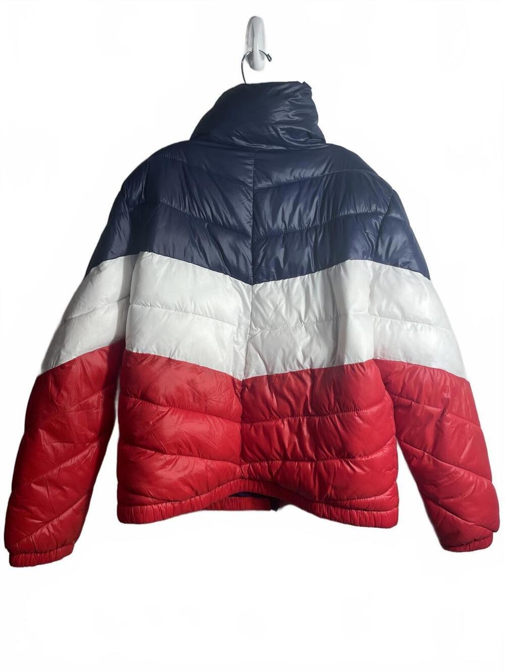 Tommy Hilfiger Puffer Coat Womens Size Large Sporty Red Colorblock Funnel Neck - Picture 4 of 8